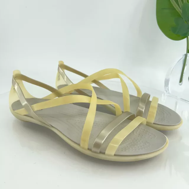 Crocs Women's Isabella Huarache Sandal Size 10 Rubber D'Orsay Flat Shoe