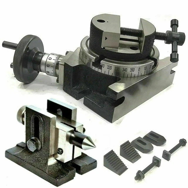 TABLE ROTATIVE 3& 80 mm avec contre-pointe Jeu de pinces M6 et étau de ...