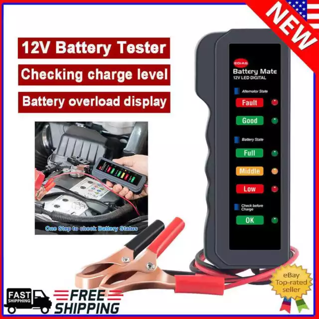 12V Auto Battery Tester Mini Electronic Alternator Tester for Automotive Vehicle