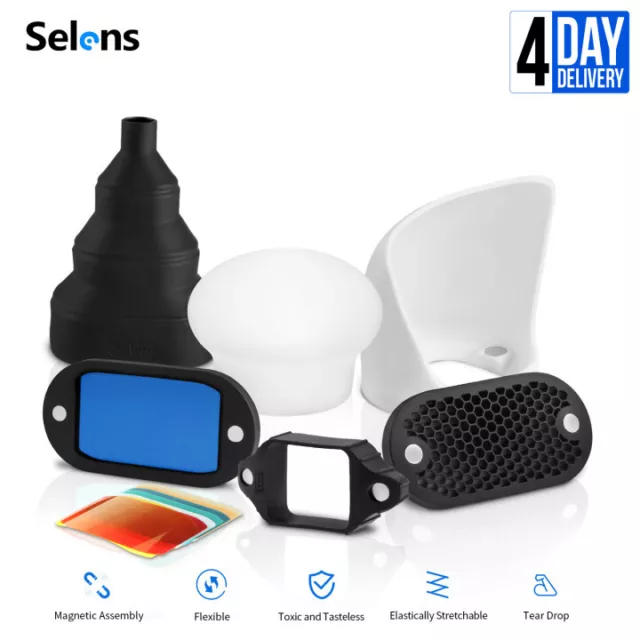 Selens Magnetic Flash Modifier Light Diffuser Honeycomb Grid Sphere Bounce Gel