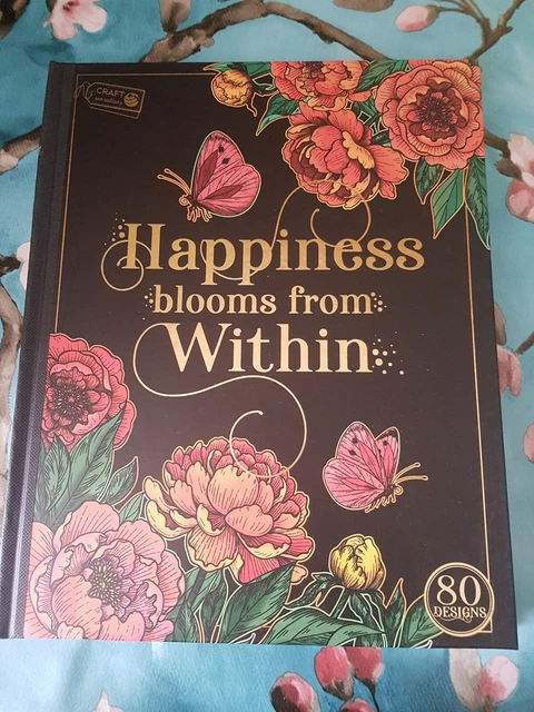 Malbuch Hardcover 80 Motive Ausmal Buch Erwachsene Schwarz Weiß Happines Mandala