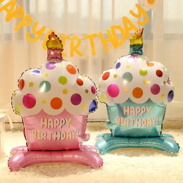 Cartoon Standing Cake Balloon Inflatable Cake Aluminum Film Balloon  Holiday