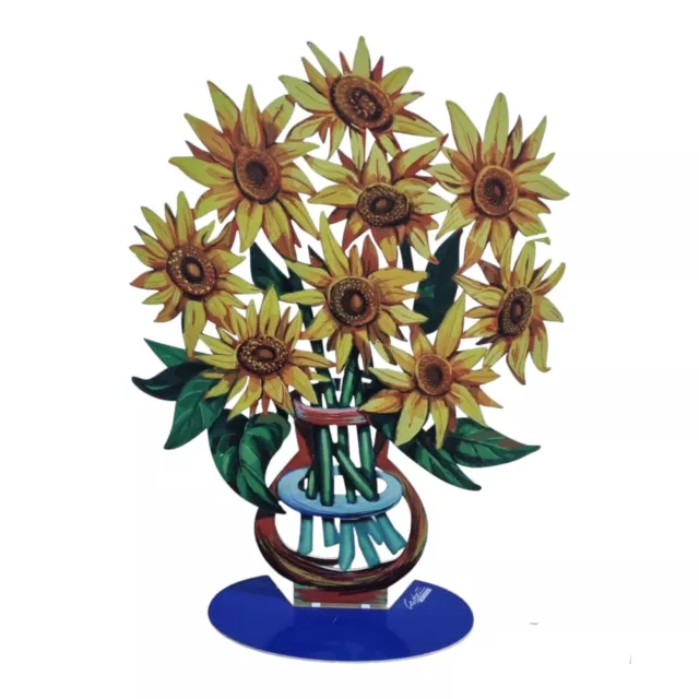 David Gerstein Pop Art Tournesols fleurs Vase Fleur Sculpture Acier Petit