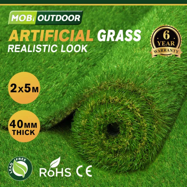 Mobi Artificial Grass 40mm Synthetic Fake Lawn 10-60SQM Turf Plastic Plant