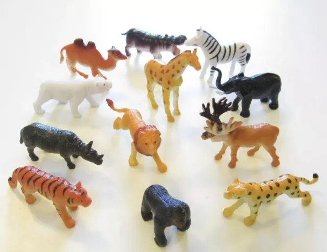 12 New Zoo Animals 2.5” Toy Playset Wild Jungle Gorilla Zebra Tiger Lion Safari