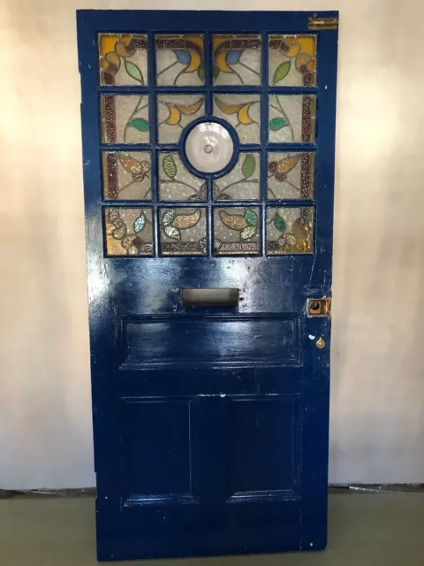 Original Victorian Edwardian Leaded Stained Glass Front Door 120 Years Old