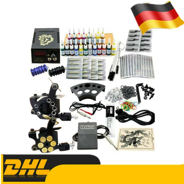 Anfänger Komplettes Tattoo Kit 2 Tattoo Maschinen Gun Tattoo Ink Set für Anfänge