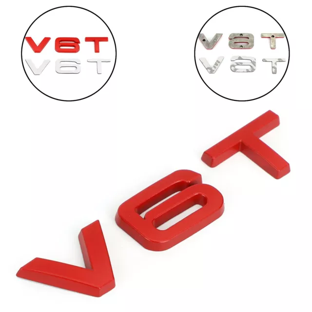 V6T Emblem Badge Fit For AUDI A1 A3 A4 A5 A6 A7 Q3 Q5 Q7 S6 S7 S8 S4 SQ5 Red /FR