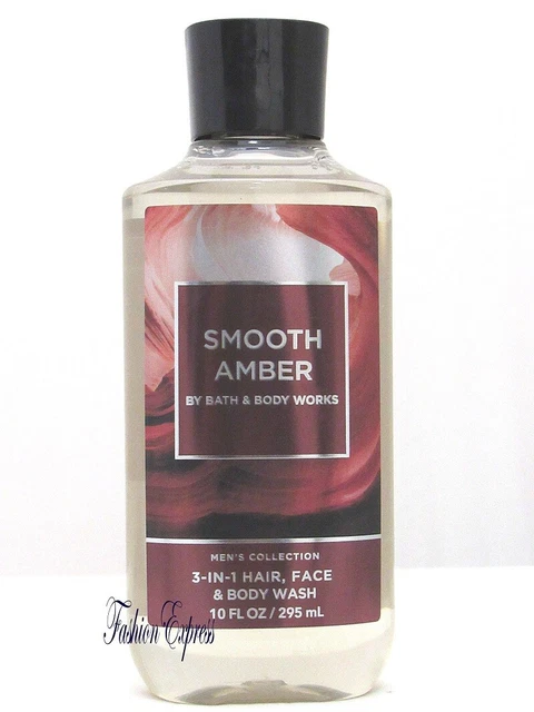 Bath & Body Works Smooth Amber Men's 3-In-1 Hair Face Body Wash 10 Fl Oz