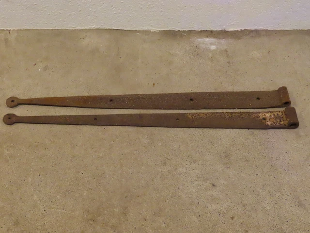 Vintage Antique Wrought Iron Barn Farm Door Strap Hinge Bar Metal 30" 1 Pair