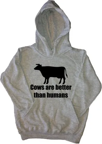 Cows Are Better Than Human Funny Kids Hoodie Sweatshirt