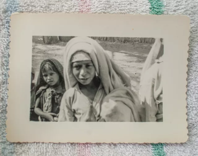 Vintage 1950s Arab Girls Photograph Libya Print Desert Bedouin Candid Picture