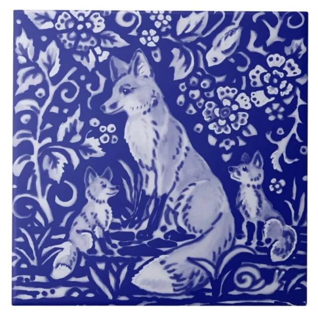 Ceramic Tile Reproduction Blue Delft Art Nouveau Vintage Rare Majolica Victorian