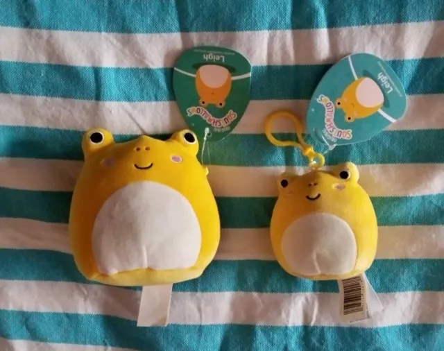 SQUISHMALLOWS LEIGH YELLOW frog/toad 5+3.5 clip set BNWT HTF