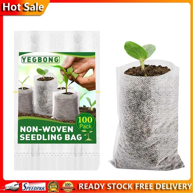 100x Biodegradable Non-woven Seedling Pots Planting Bags Nursery Plant Grow Bag