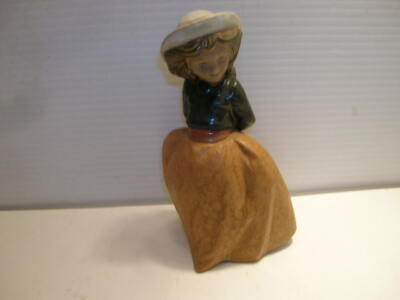 NAO DAISA by Lladro PORCELAIN FIGURINE GIRL 1987 IN BROWN SKIRT & HAT 6"