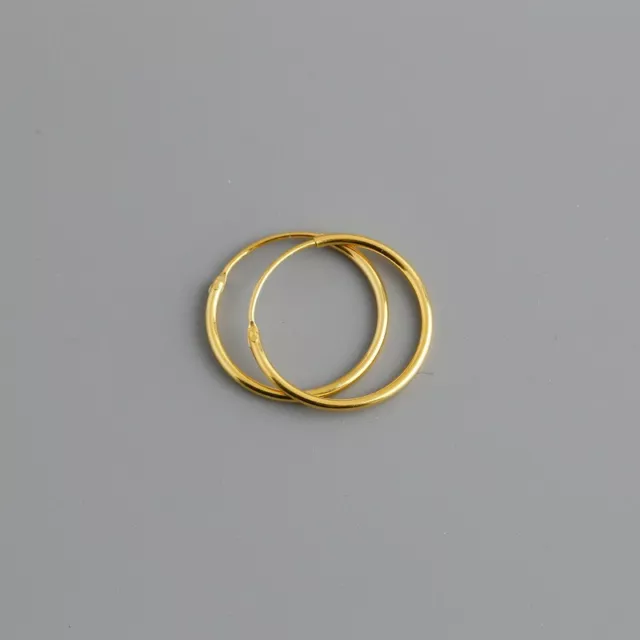 18CT GOLD SLEEPER HOOP EARRINGS - 18mm DIAMETER - PAIR -