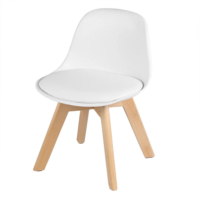 Kinderstuhl mit Lehne Sitzhöhe 33cm Kindermöbel Kunstleder Holz Weiß tsk005ws