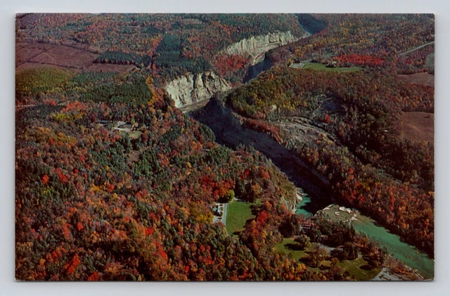 Postcard Letchworth State Park Castile New York Aerial View Genesee River Gorge