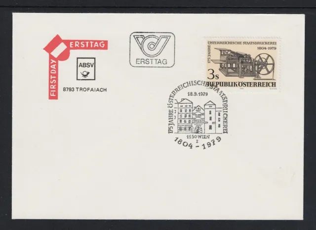 Österreich 1979 FDC, Ersttagsbrief, SStp." Österr. Staatsdruckerei "  ANK 1651