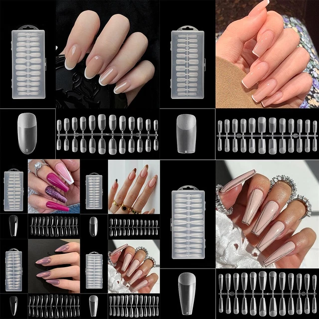 Puntas de uñas trabajo diario 240 PC Kit Nagel Off Soft Preformado Clear