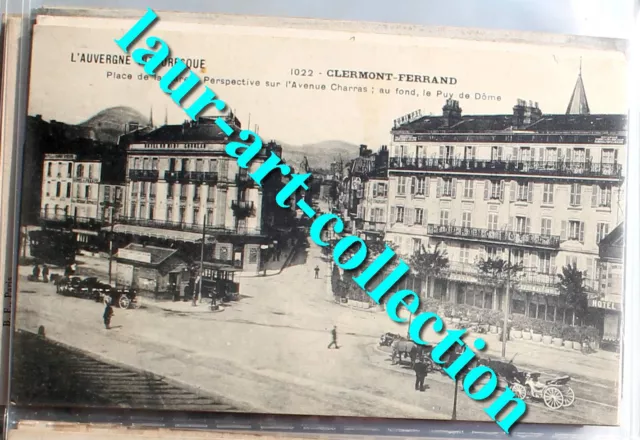 Cpa Animé 63 Clermont Ferrand Place De La Gare Avenue Charras 1915 Carte Postale