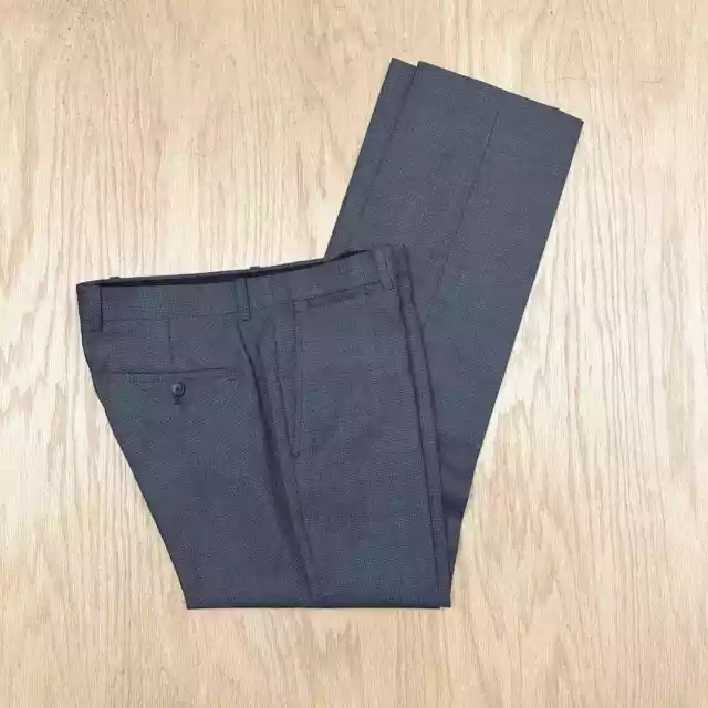 Mens THEORY Marlo Micro Texture Wool Dress Pant Trouser Straight Gray 32 x 30