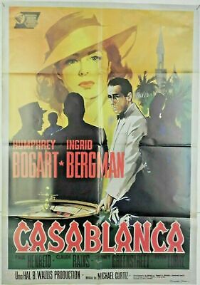 Poster Manifesto Locandina Cinema Stampa Vintage Film Casablanca Bergman Bogart 