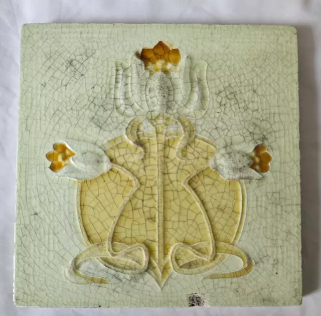 Wonderful Art Nouveau Floral Antique 6 Inch Tile English