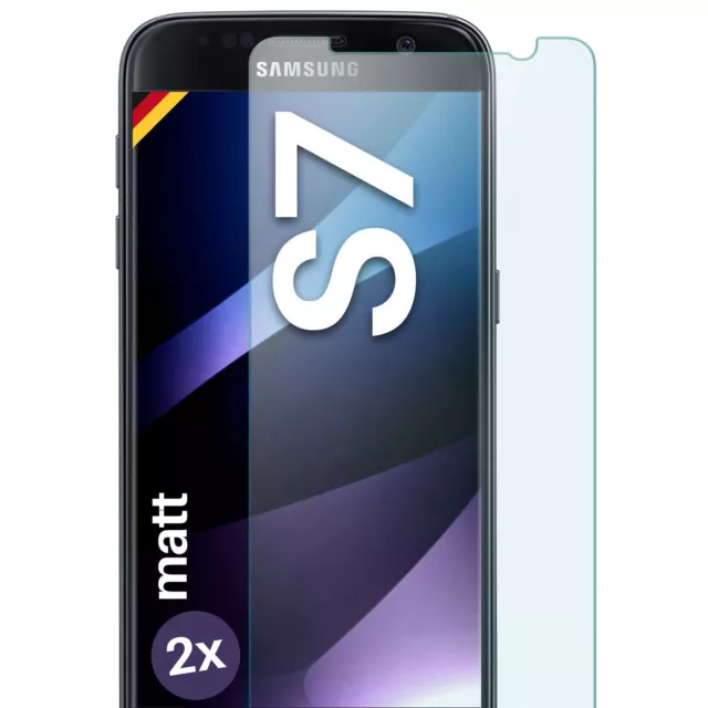 2x Panzer Lámina Mate para Samsung Galaxy S7 Pantalla Cristal Glasschutz Duro