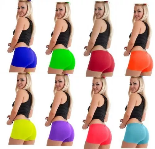 Ladies/Girls Stretchy Neon Lycra Dance Gym Party Hot TuTu Pants Shorts Knickers