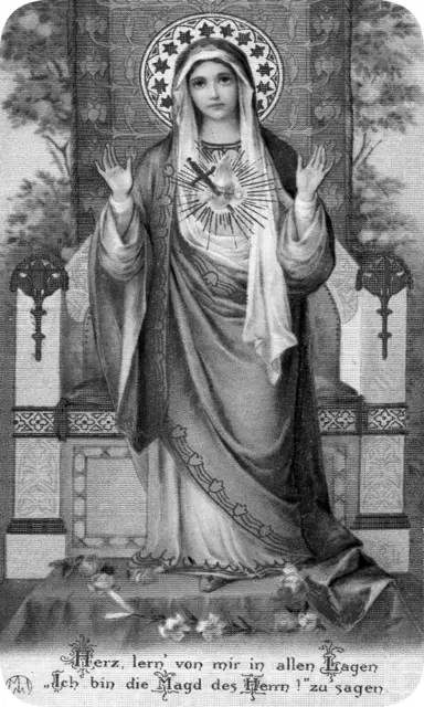 SANTINO HOLY CARD HERZ MARIA in bianco e nero