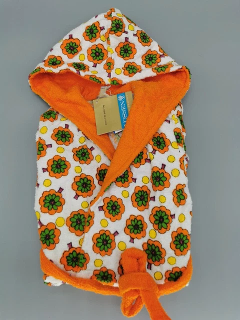 Accappatoio vintage originale anni 70 cappotto da mattina bambini taglia 128 fiori