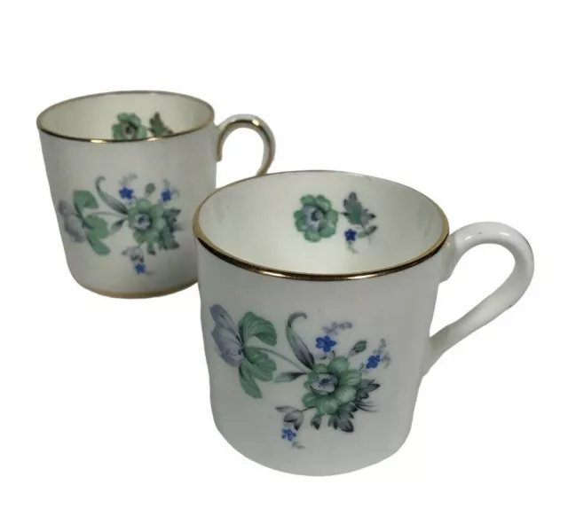 Hammersley & Co Longton Demitasse Cups Floral Flowers Antique 2Pcs