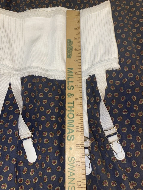 Vintage NOS Garter Belt Open Bottom Girdle Metal Clips White Pull On Sz large