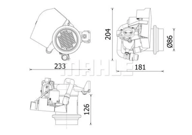 Kühler Abgasrückführung mit AGR-Ventil MAHLE für AUDI A1 Sportback (8XA/ 8XF)