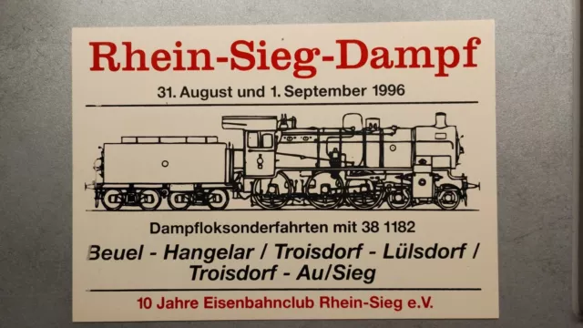 Zuglaufschild Rhein-Sieg Dampf,10 Jahre Eisenbahn Club Rhein-Sieg e. V.  Rarität