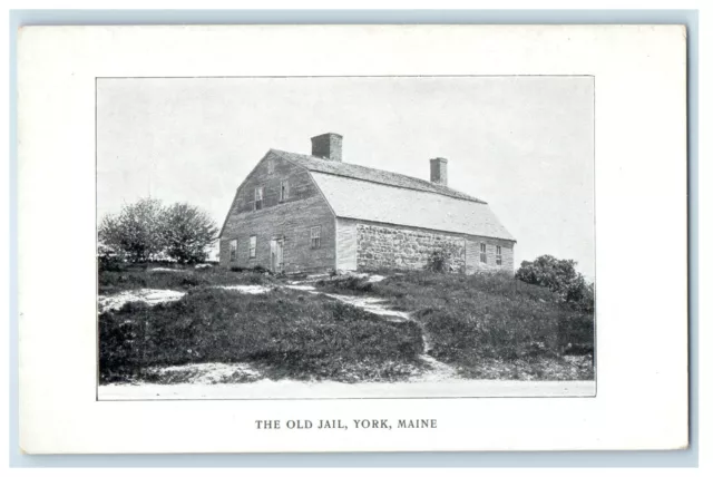 c1920s View of The Old Jail, York Maine ME Antique Unposted Postcard