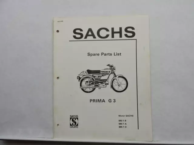 1981 Sachs Moped Prima G 3 Spare Part List Price List Catalog Magazine B12198