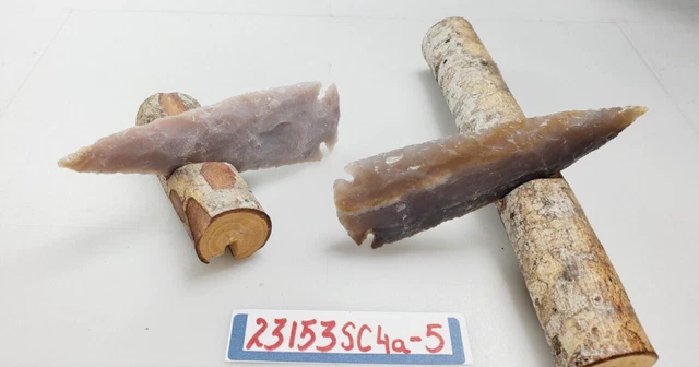 2 Piece Collection  4" Spearheads - Arrowheads - Hand Knapped Agate