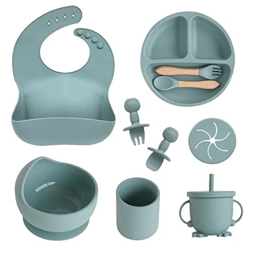 10pcs Baby Feeding Set | Baby Led Weaning Utensils | Includes Suction Bowl an...