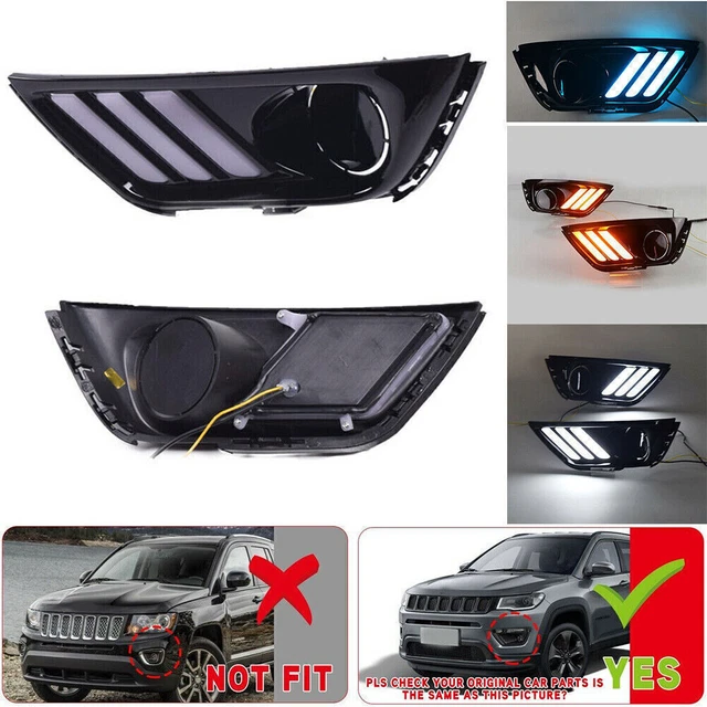 Fit Jeep Compass 17-2019 LED DRL Luce di marcia diurna/fanali nebbia anteriori 2 pezzi