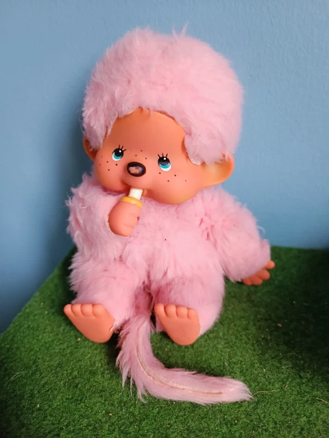 Peluche Kiki (Monchhichi) Vintage 1974 Par Ajena Sekiguchi – Rose Pastel 19 Cm