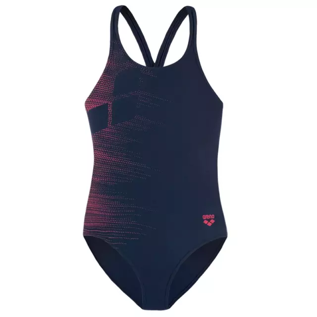 Arena Mädchen Badeanzug Schwimmanzug STARRY, NAVY Blau-Rosa, 10-11 Jahre