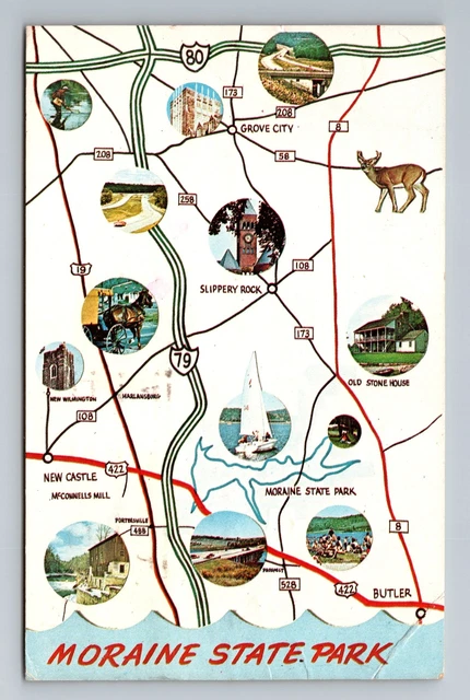 Butler PA-Pennsylvania, Moraine State Park, Vintage Postcard