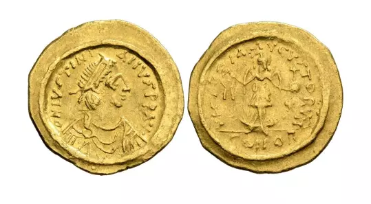 Tremissis AV Justinian I. 527-565 Konstantinopolis Gold Byzanz 501/240