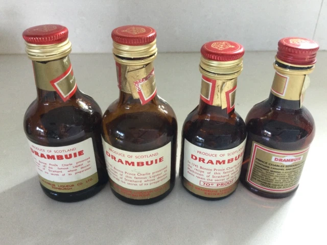 Drambuie Liqueur Miniature Bottles Empty Collectable x 4