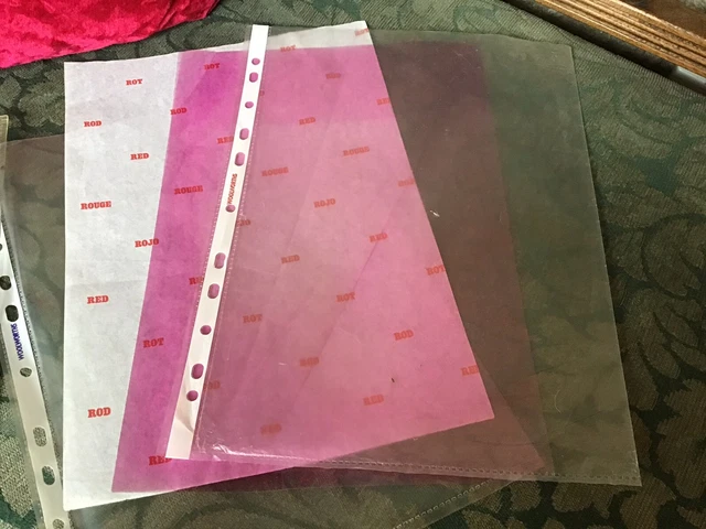 TWO WOOLWORTHS ORIGINAL BRANDED POLY POCKETS A4 Size 1 RED + PAPER ...