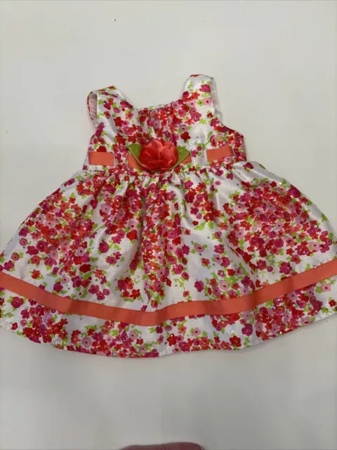 Youngland Floral W/ Sequin Baby Dress 6 to 9 Months Old Pre-Owned