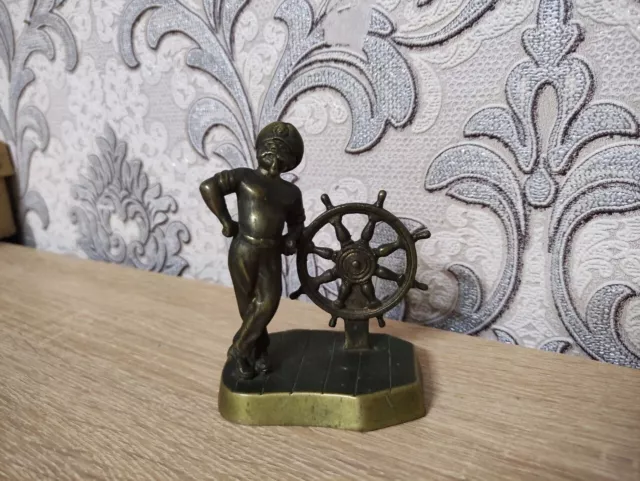 vintage bronze figurine of a sailor, captain of a ship produced by NIMOR USSR